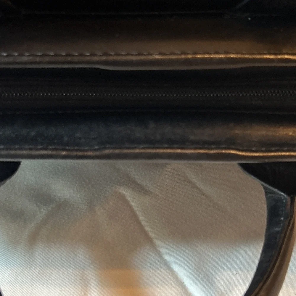 Vintage Franklin Quest Full-Grain Leather Planner Binder Black Zip Clasp‎ Handle
